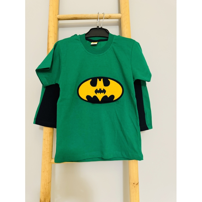 Komplet dziecięcy zielony spodenki bluzka motyw batman 104