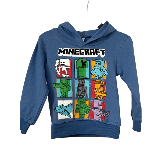 Bluza dziecięca z kapturem niebieska motyw minecraft 128